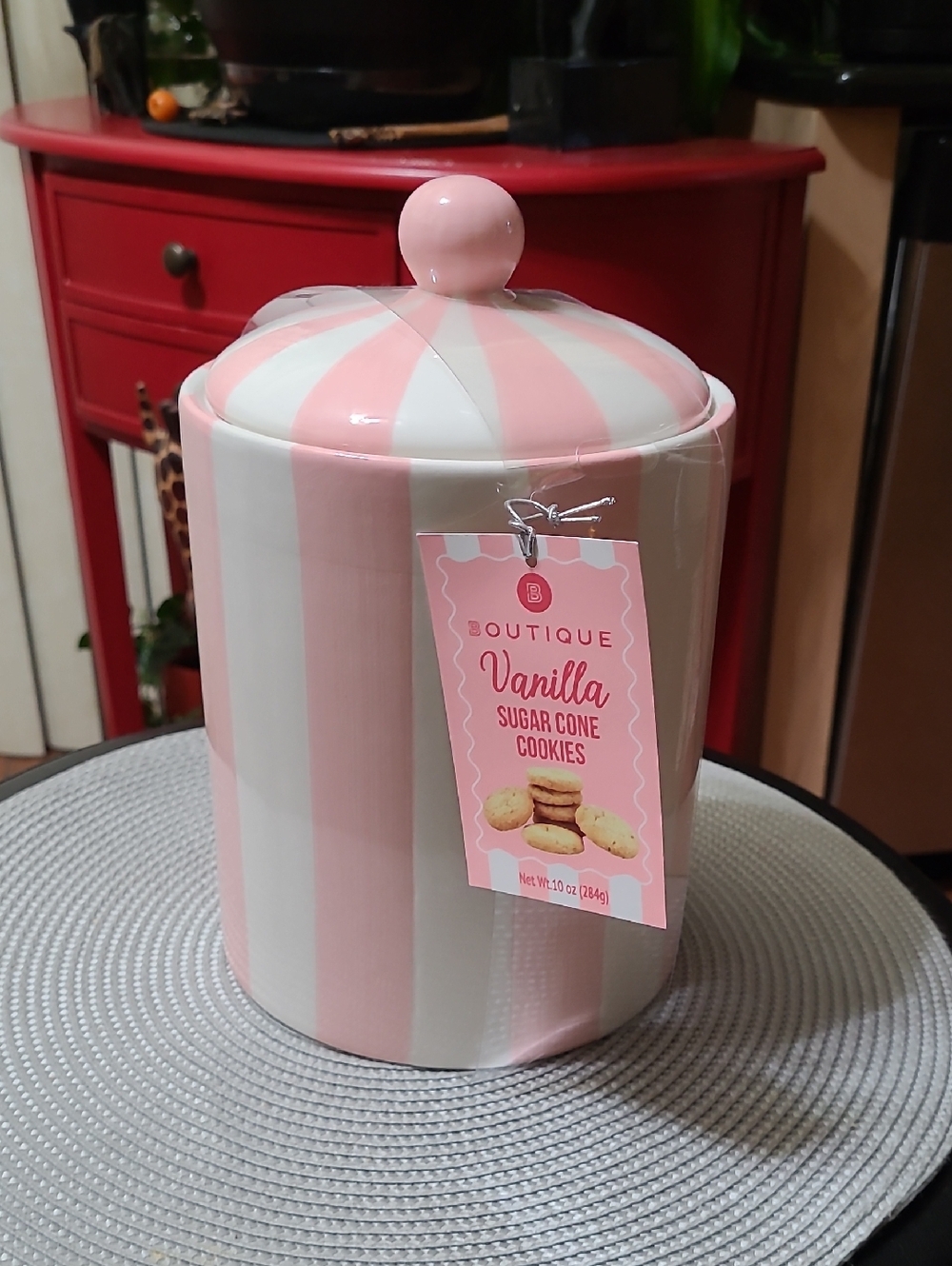 Striped Ceramic Cookie Filled Canister